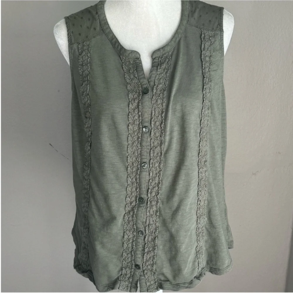 Style & Co Army Green Button Up Blouse - Picture 3 of 9